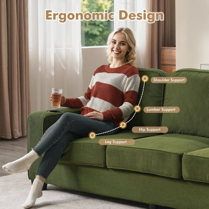 HOOOWOOO Living Room Furniture Modern Corduroy Upholstered Sofa Couch