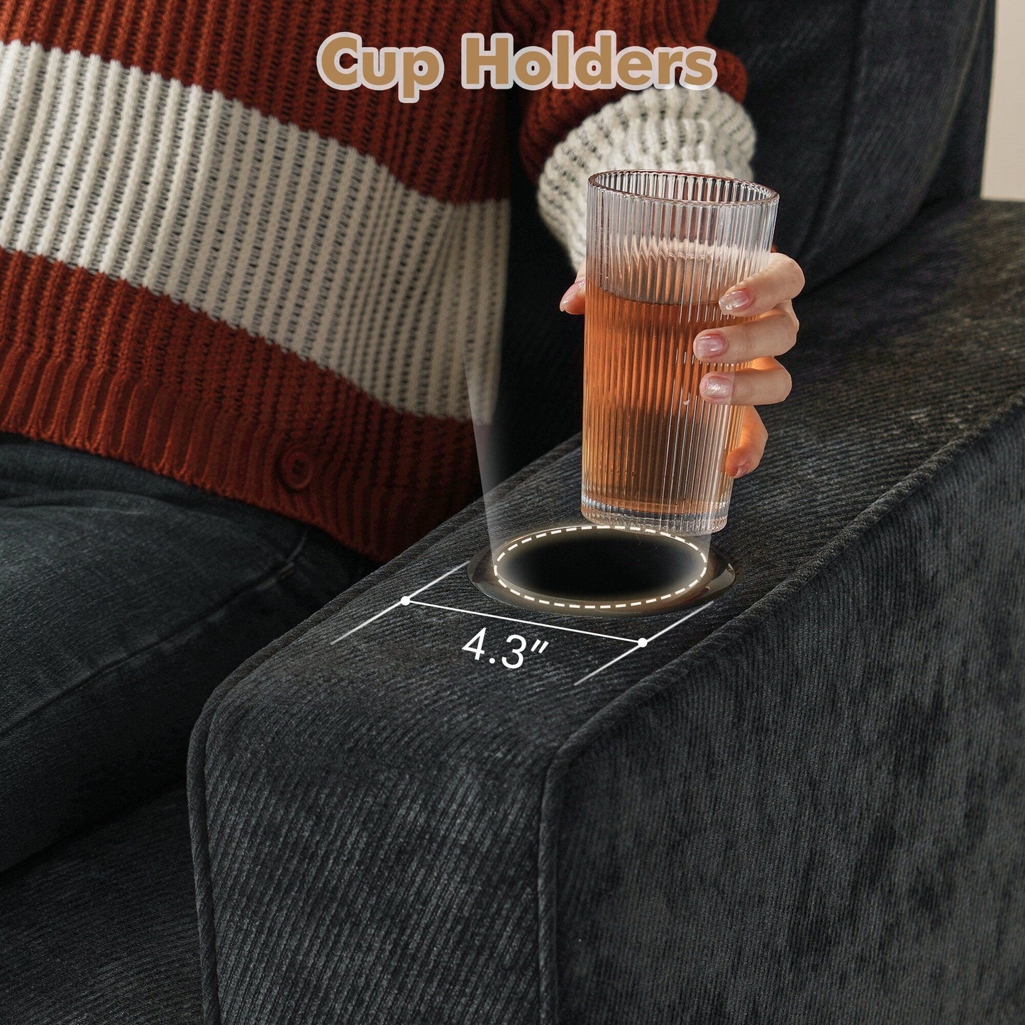 HOOOWOOO Living Room Furniture Modern Corduroy Upholstered Sofa Couch