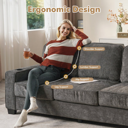 HOOOWOOO Living Room Furniture Modern Corduroy Upholstered Sofa Couch
