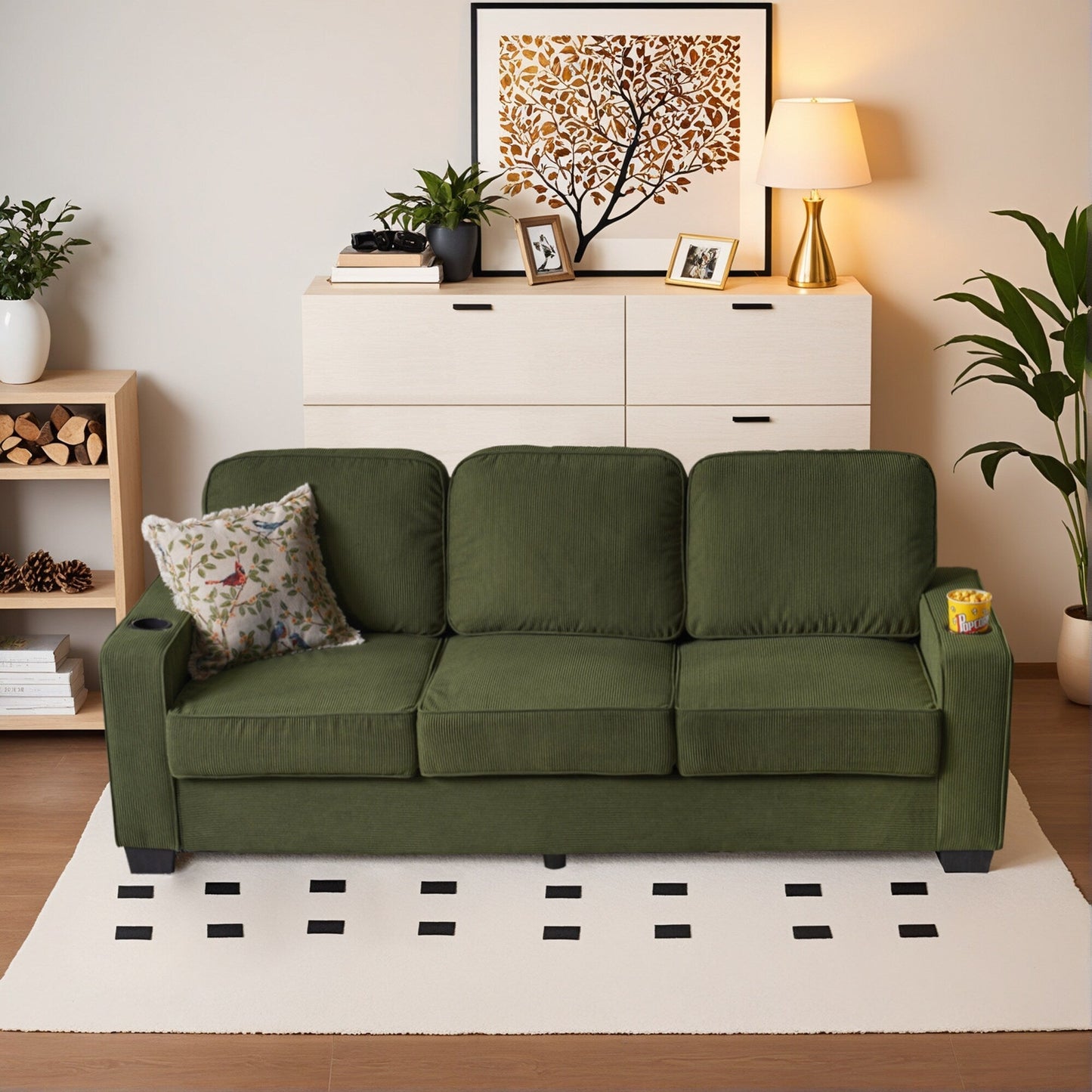 HOOOWOOO Living Room Furniture Modern Corduroy Upholstered Sofa Couch