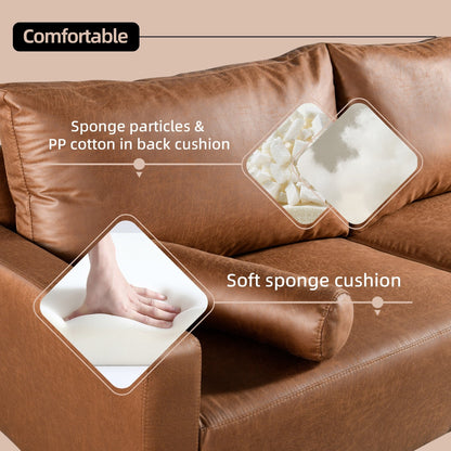 HOOOWOOO Mid-Century Modern Upholstered Sofa Couch with Rolled Pillows