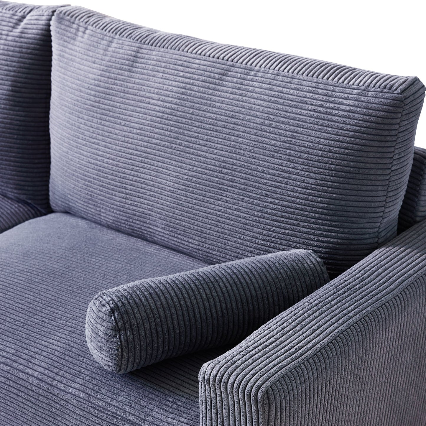 HOOOWOOO Mid-Century Modern Upholstered Sofa Couch with Rolled Pillows