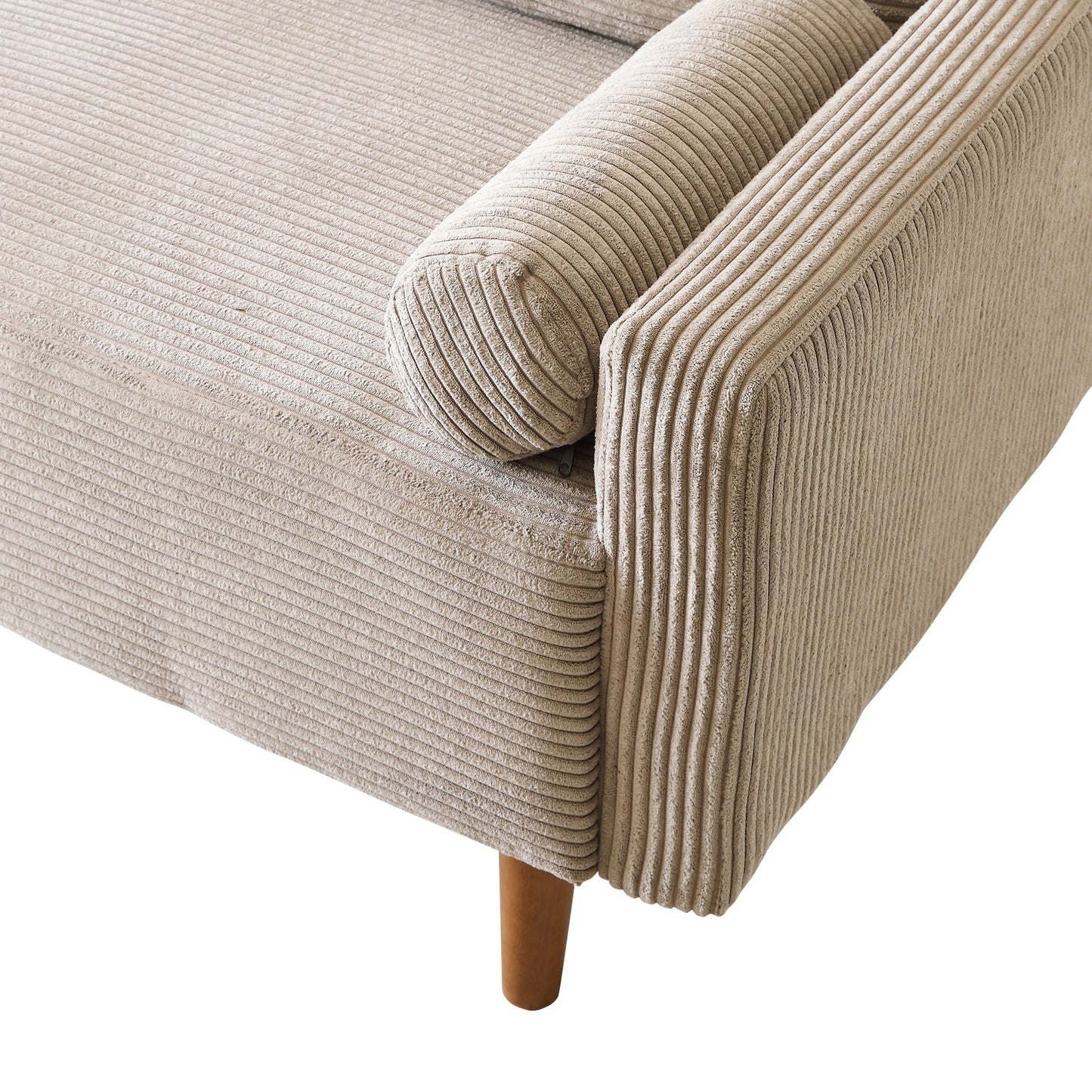 HOOOWOOO Mid-Century Modern Upholstered Sofa Couch with Rolled Pillows