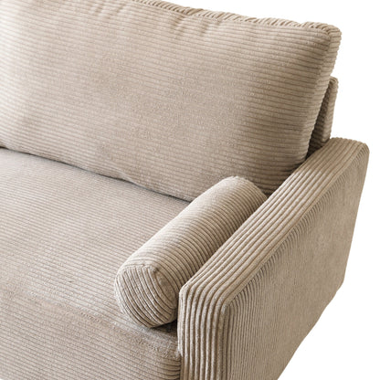 HOOOWOOO Mid-Century Modern Upholstered Sofa Couch with Rolled Pillows