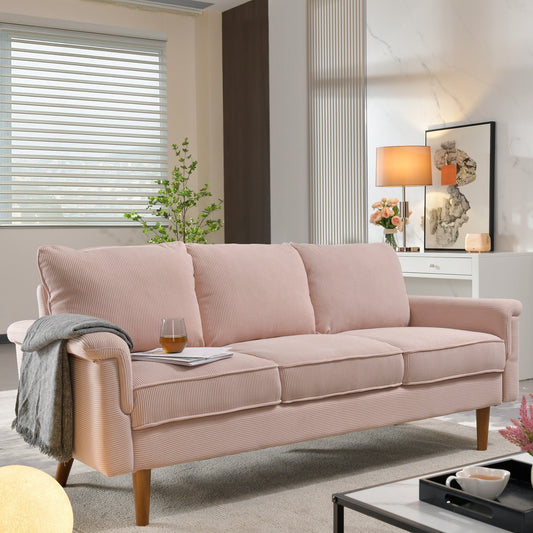 HOOOWOOO Modern 3 Seater Polyester Fabric Sofa Couch with Wide Armrest