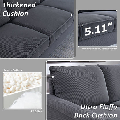 HOOOWOOO Modern 3 Seater Polyester Fabric Sofa Couch with Wide Armrest