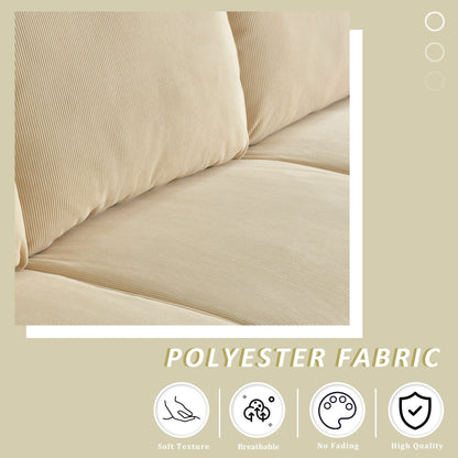 HOOOWOOO Modern 3 Seater Polyester Fabric Sofa Couch with Wide Armrest