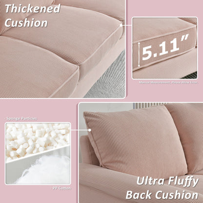 HOOOWOOO Modern 3 Seater Polyester Fabric Sofa Couch with Wide Armrest