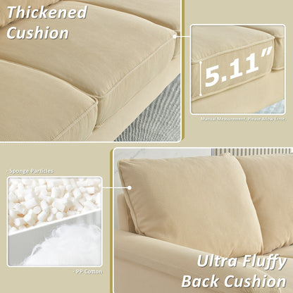 HOOOWOOO Modern 3 Seater Polyester Fabric Sofa Couch with Wide Armrest