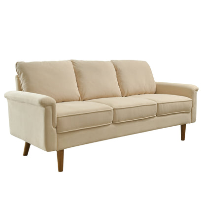 HOOOWOOO Modern 3 Seater Polyester Fabric Sofa Couch with Wide Armrest