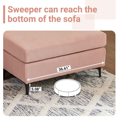 HOOOWOOO Modern Polyester Convertible Chaise Sofa with Metal Legs for Living Room