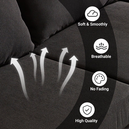 HOOOWOOO Modern Polyester Convertible Chaise Sofa with Metal Legs for Living Room