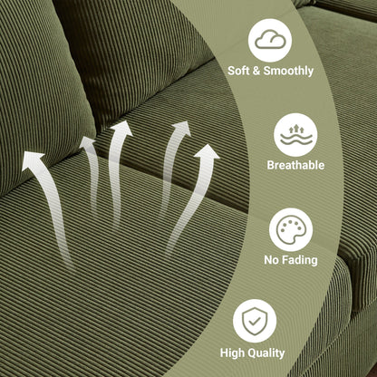 HOOOWOOO Modern Polyester Convertible Chaise Sofa with Metal Legs for Living Room