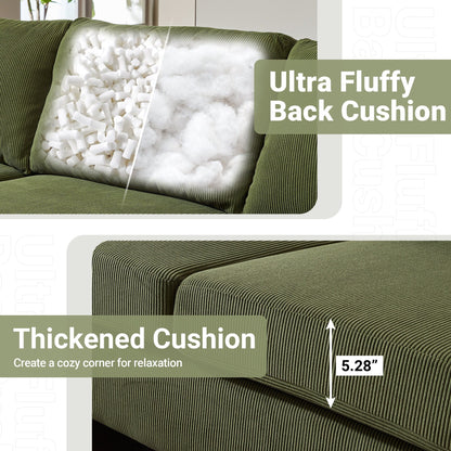 HOOOWOOO Modern Polyester Convertible Chaise Sofa with Metal Legs for Living Room