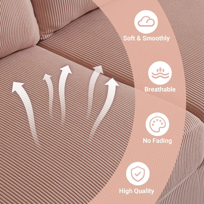 HOOOWOOO Modern Polyester Convertible Chaise Sofa with Metal Legs for Living Room