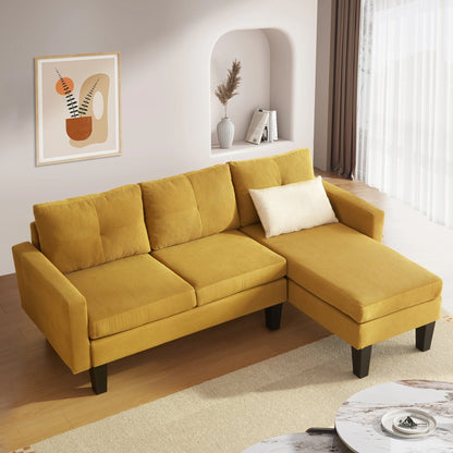 HOOOWOOO Modern L-shaped Corduroy Fabric Chaise Sofa