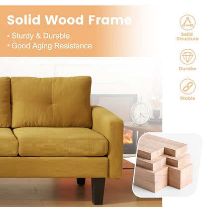 HOOOWOOO Modern L-shaped Corduroy Fabric Chaise Sofa