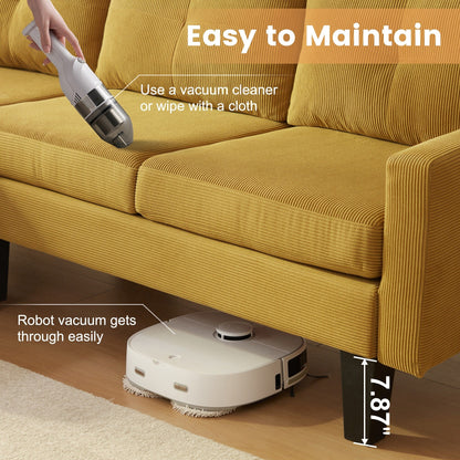 HOOOWOOO Modern L-shaped Corduroy Fabric Chaise Sofa