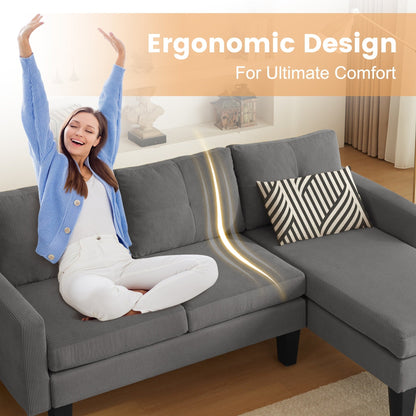 HOOOWOOO Modern L-shaped Corduroy Fabric Chaise Sofa