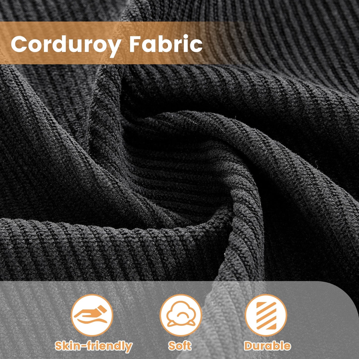 HOOOWOOO Modern L-shaped Corduroy Fabric Chaise Sofa