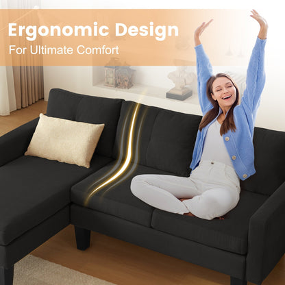 HOOOWOOO Modern L-shaped Corduroy Fabric Chaise Sofa