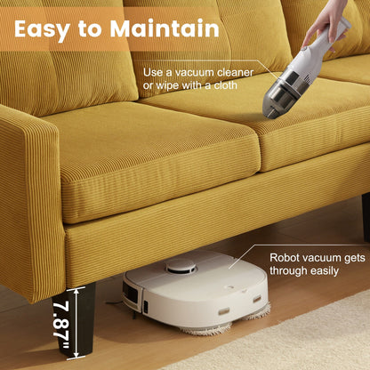 HOOOWOOO Modern L-shaped Corduroy Fabric Chaise Sofa