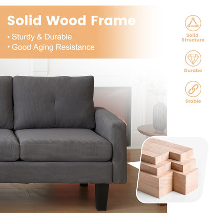 HOOOWOOO Modern L-shaped Corduroy Fabric Chaise Sofa