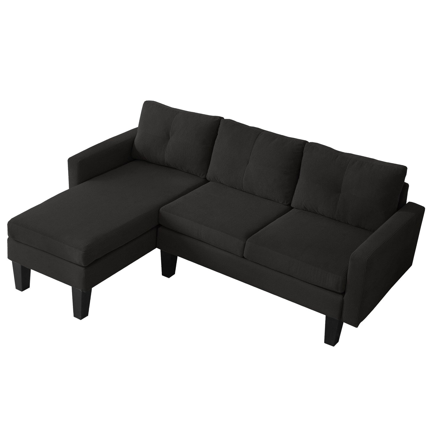 HOOOWOOO Modern L-shaped Corduroy Fabric Chaise Sofa
