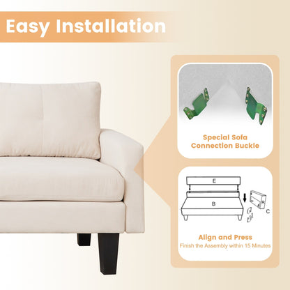 HOOOWOOO Modern L-shaped Corduroy Fabric Chaise Sofa