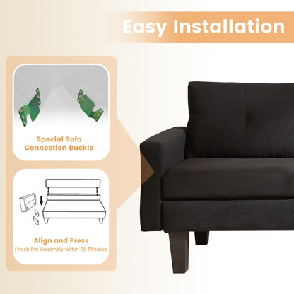 HOOOWOOO Modern L-shaped Corduroy Fabric Chaise Sofa