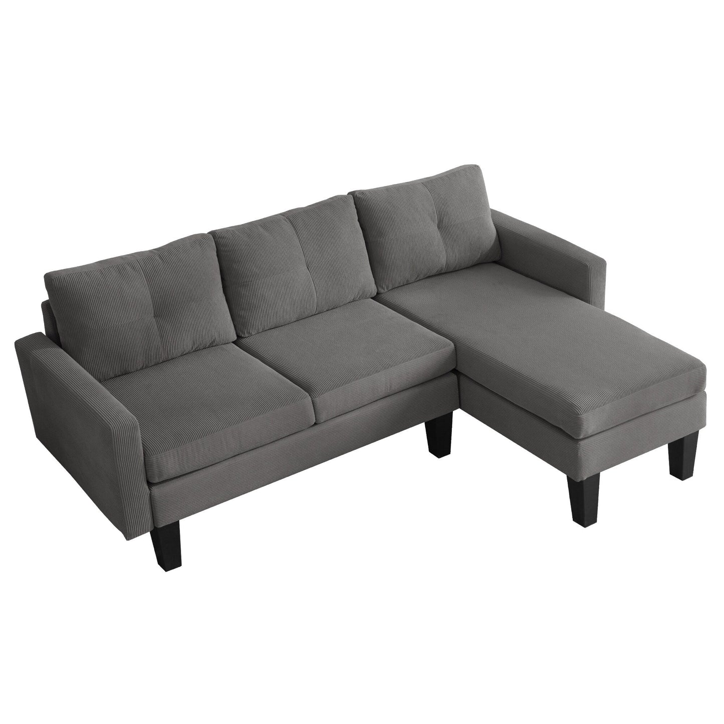 HOOOWOOO Modern L-shaped Corduroy Fabric Chaise Sofa