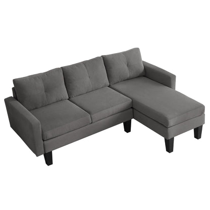 HOOOWOOO Modern L-shaped Corduroy Fabric Chaise Sofa