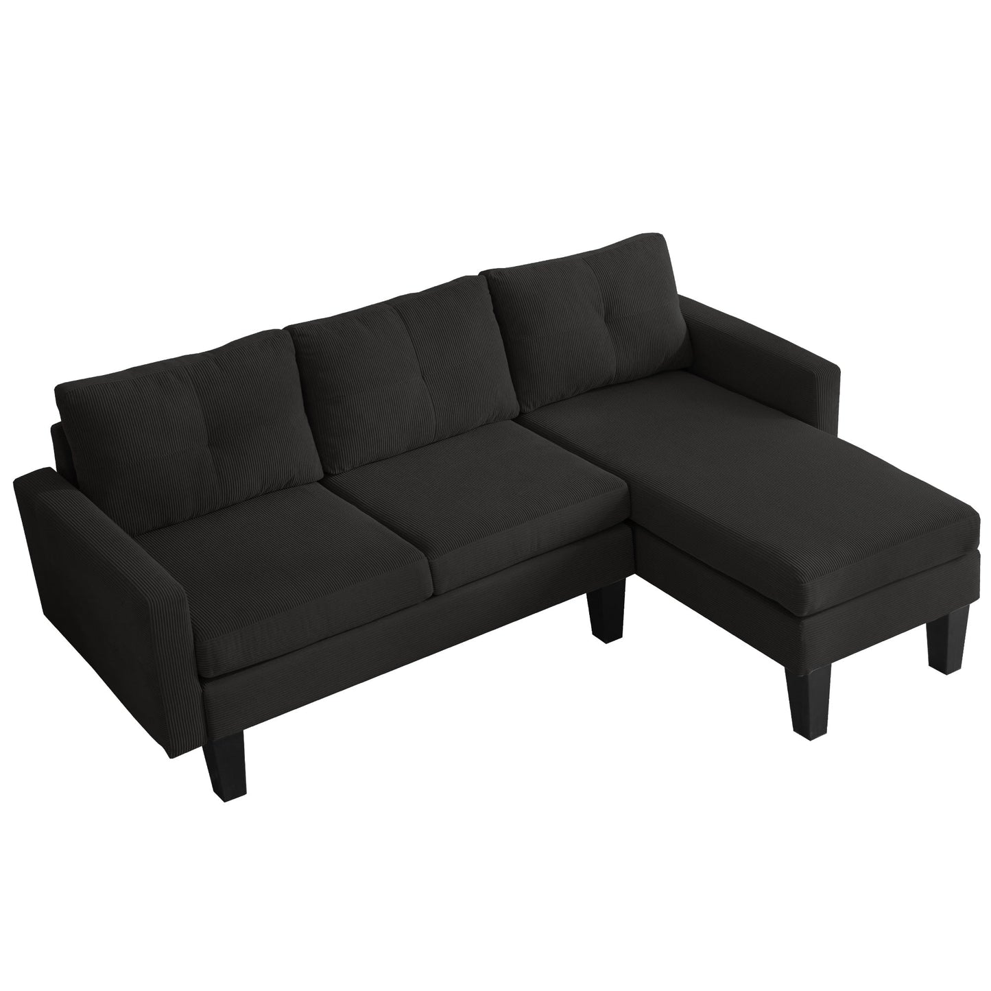HOOOWOOO Modern L-shaped Corduroy Fabric Chaise Sofa