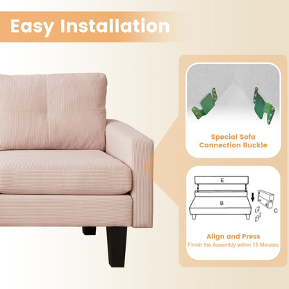 HOOOWOOO Modern L-shaped Corduroy Fabric Chaise Sofa
