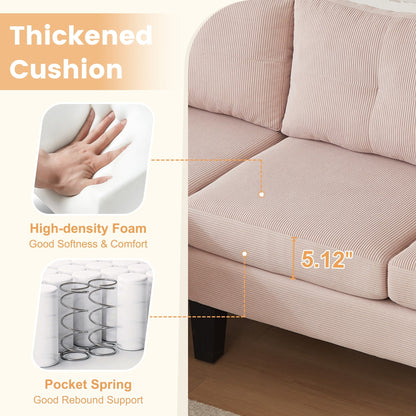 HOOOWOOO Modern L-shaped Corduroy Fabric Chaise Sofa