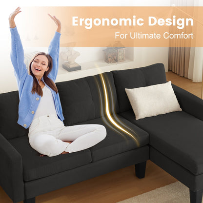 HOOOWOOO Modern L-shaped Corduroy Fabric Chaise Sofa
