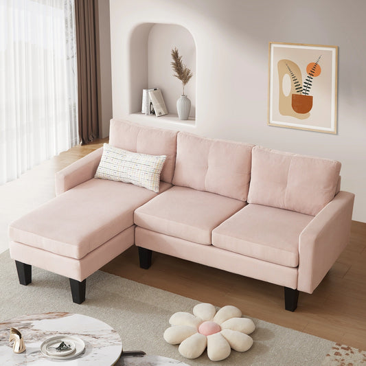HOOOWOOO Modern L-shaped Corduroy Fabric Chaise Sofa