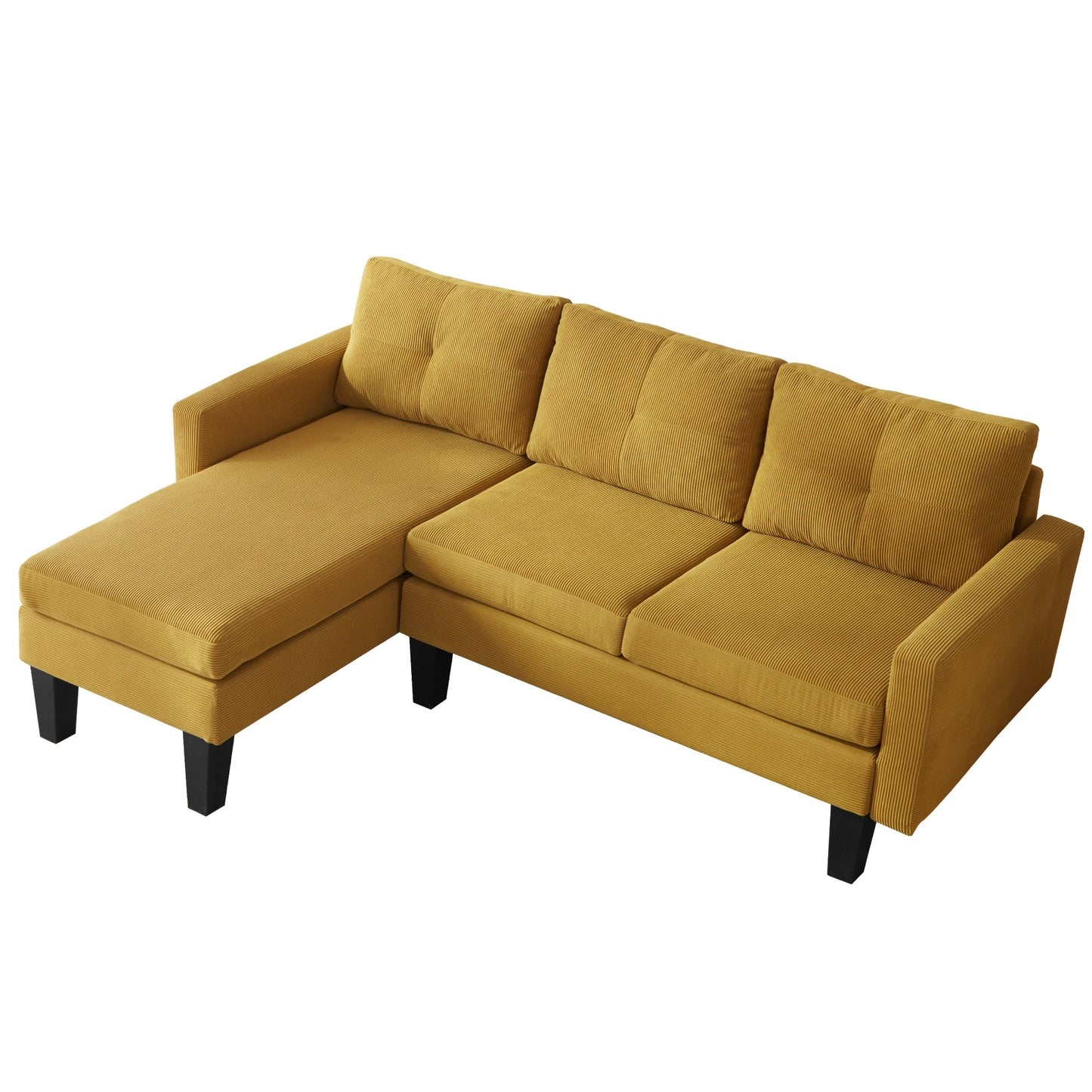 HOOOWOOO Modern L-shaped Corduroy Fabric Chaise Sofa