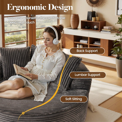 HOOOWOOO Modern Plush Fabric Floor Sofa Couch