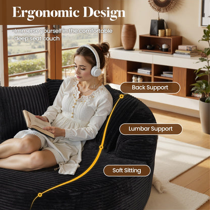 HOOOWOOO Modern Plush Fabric Floor Sofa Couch