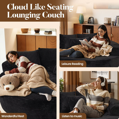 HOOOWOOO Modern Plush Fabric Floor Sofa Couch
