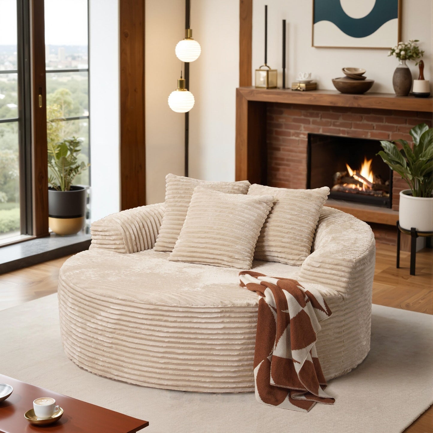 HOOOWOOO Modern Plush Fabric Floor Sofa Couch