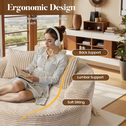 HOOOWOOO Modern Plush Fabric Floor Sofa Couch
