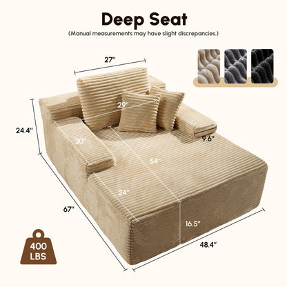 HOOOWOOO Modern Upgraded Fabric Sofa Chaise Lounge
