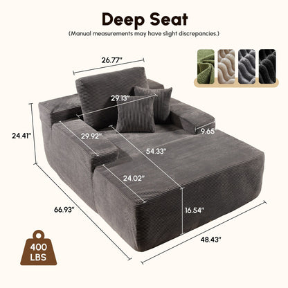 HOOOWOOO Modern Upgraded Fabric Sofa Chaise Lounge