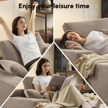 HOOOWOOO Modern Upgraded Fabric Sofa Chaise Lounge