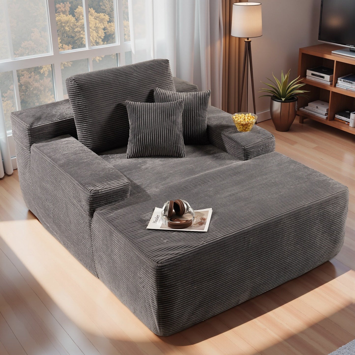 HOOOWOOO Modern Upgraded Fabric Sofa Chaise Lounge