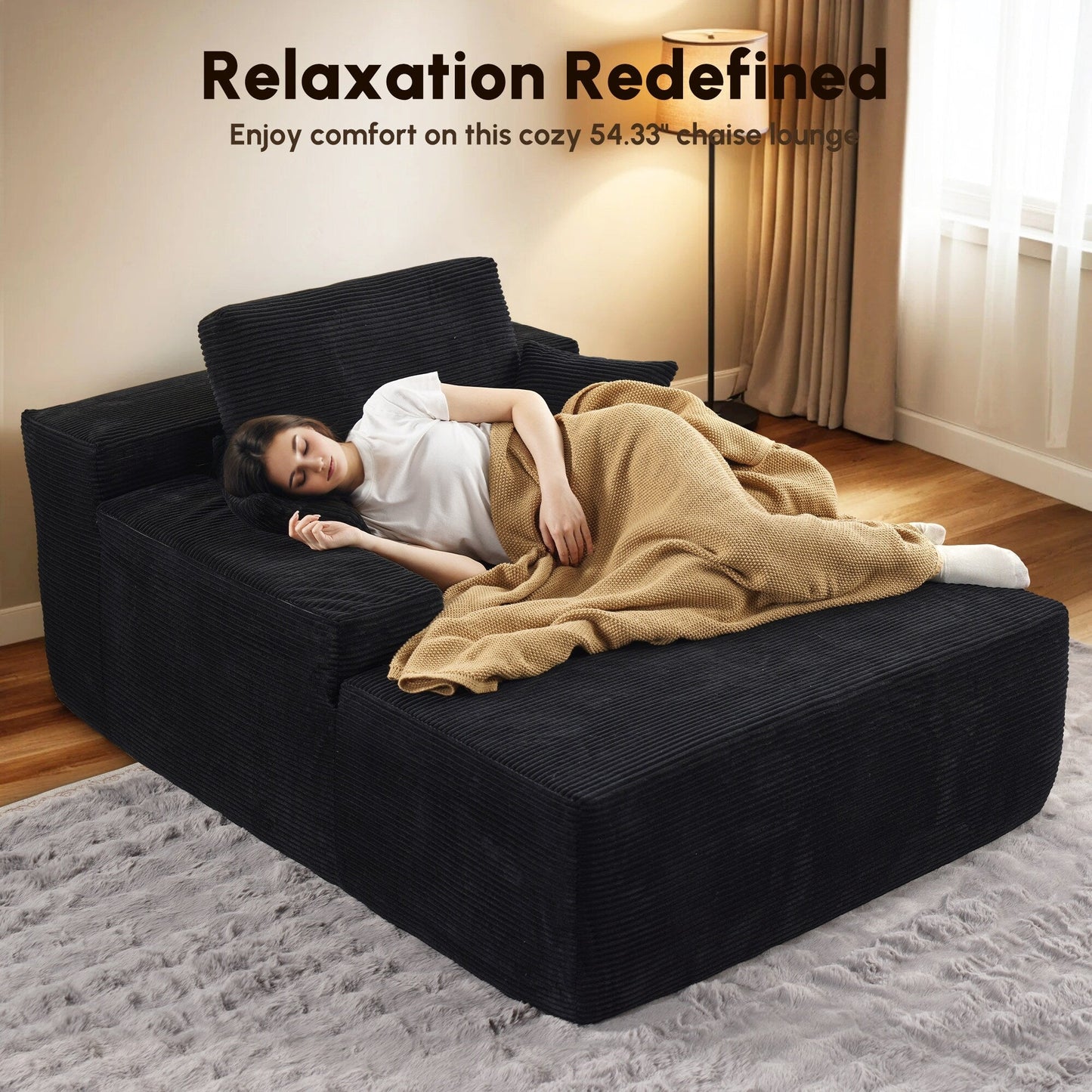 HOOOWOOO Modern Upgraded Fabric Sofa Chaise Lounge