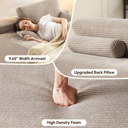 HOOOWOOO Modern Upgraded Fabric Sofa Chaise Lounge