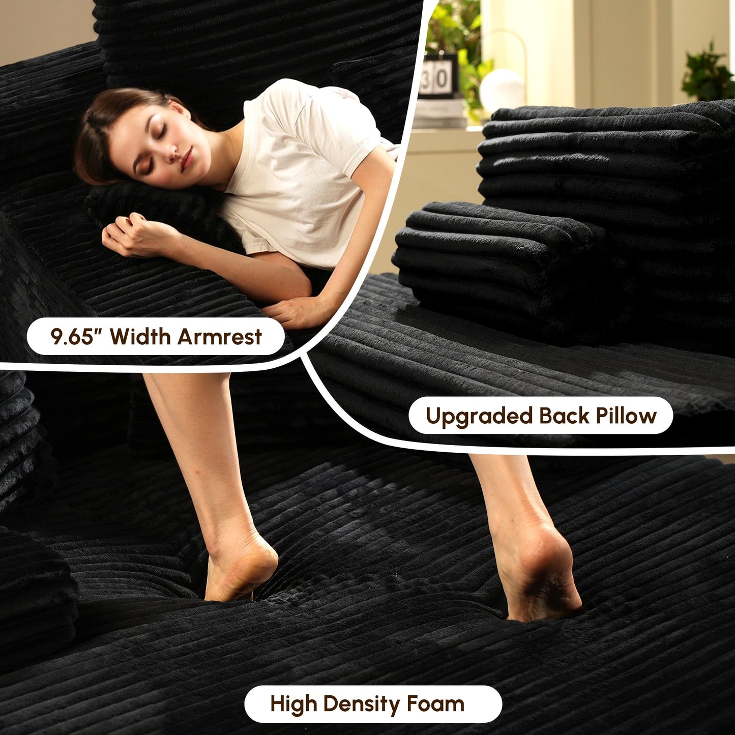 HOOOWOOO Modern Upgraded Fabric Sofa Chaise Lounge